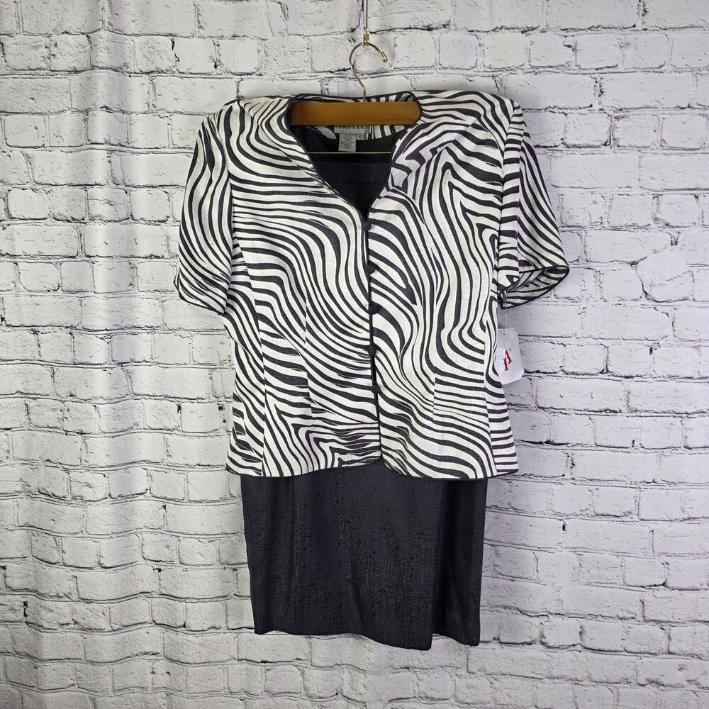 Adrianna Papell Women's Sz 10 Silk Zebra Blazer Set
